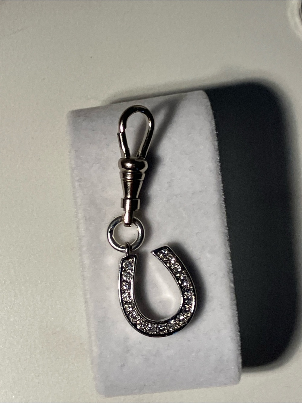 Silver-Tone Crystal Horseshoe Charm Key Clip